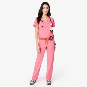Figs Neon Pink Catarina One Pocket Scrub Top